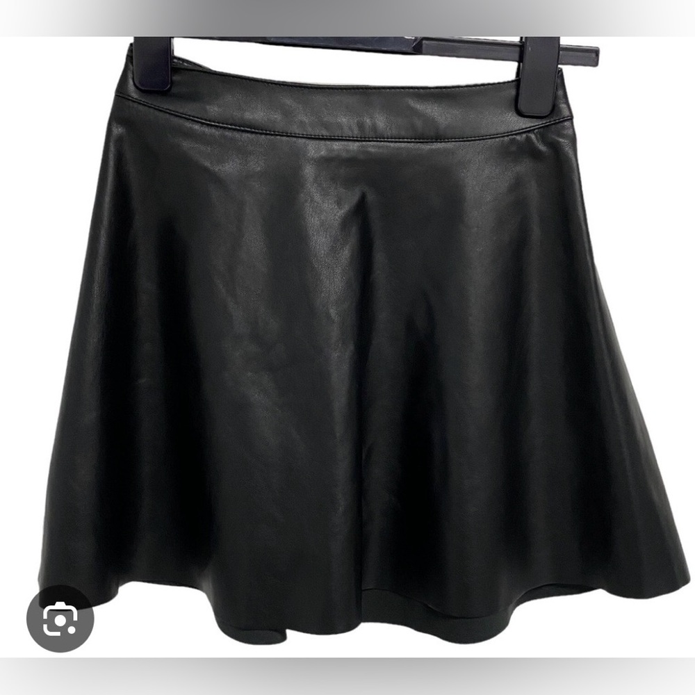 H&M Black Faux Leather Skater Skirt